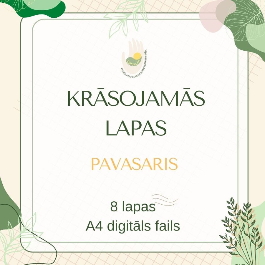 KRĀSOJAMĀS LAPAS - PAVASARIS, 8 lapas, digitāls fails